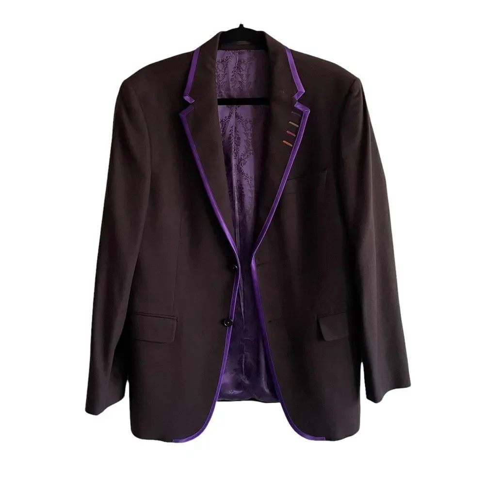 SAND COPENHAGEN Wool Cashmere Blazer Jacket Brown Purple 50R